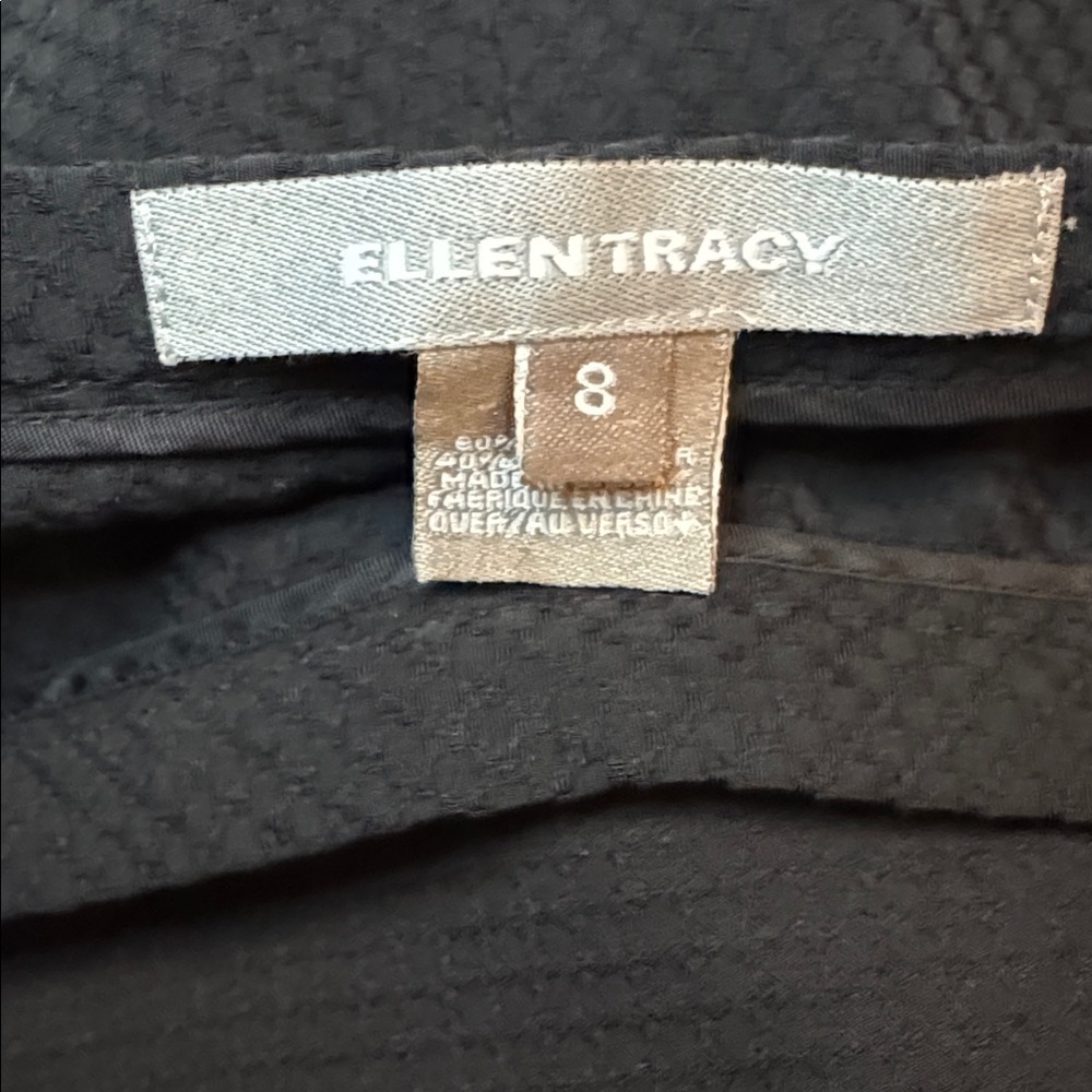 Ellen Tracy Women’s Black Textured Chic Straight Leg Work Trousers — Size 8 - Picture 2 of 6